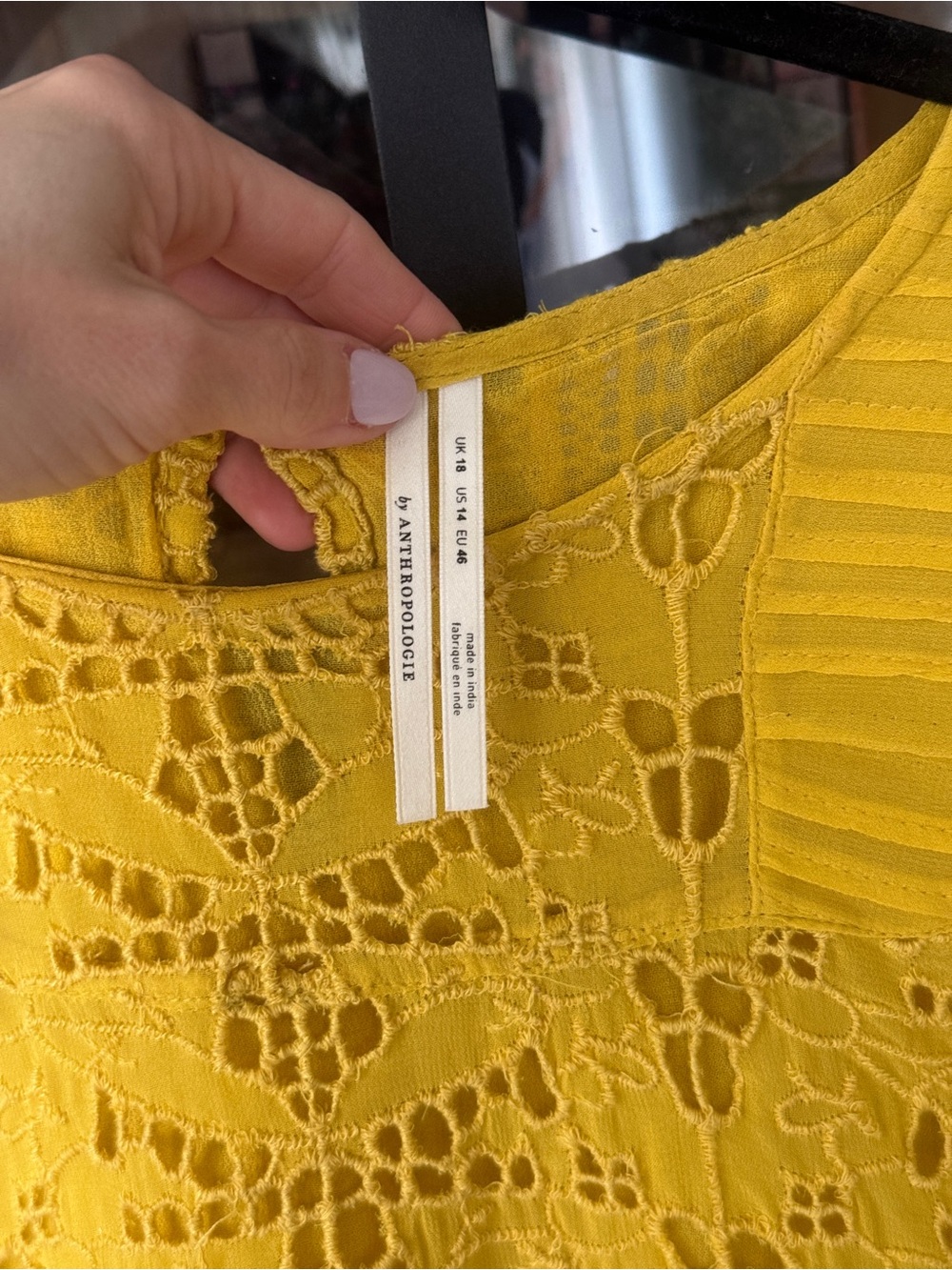 Anthropologie Clementine Blouse Eyelet Ruffle top Puffed long Sleeve marigold - Picture 3 of 11